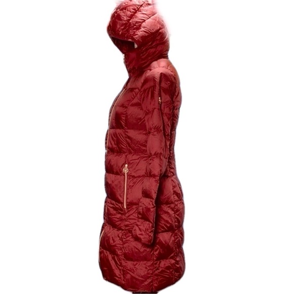 Michael Kors Packable Quilted Down Puffer Jacket Red XS Hooded Lightweight Coat - Picture 5 of 17